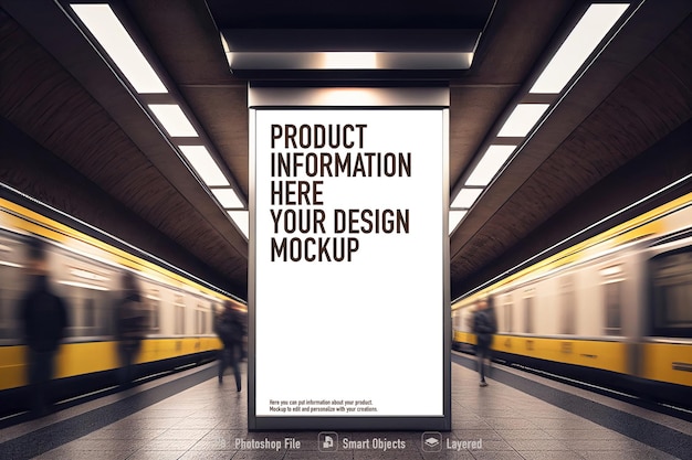 PSD mockup banner in the subway