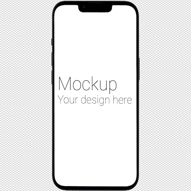 PSD mockup of black smartphone similar to iphone 13 without background