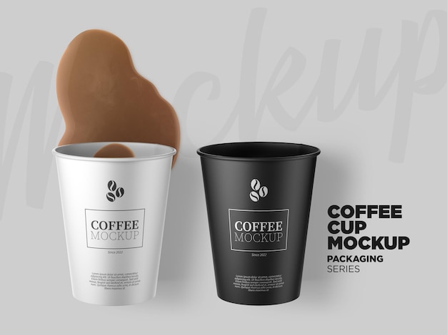 Mockup black and white disposable coffee cup