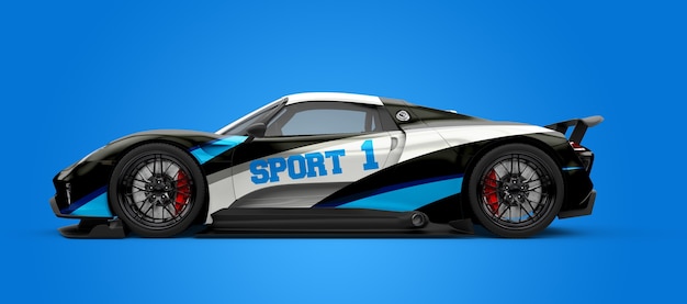 Mockup of a black and white sport car