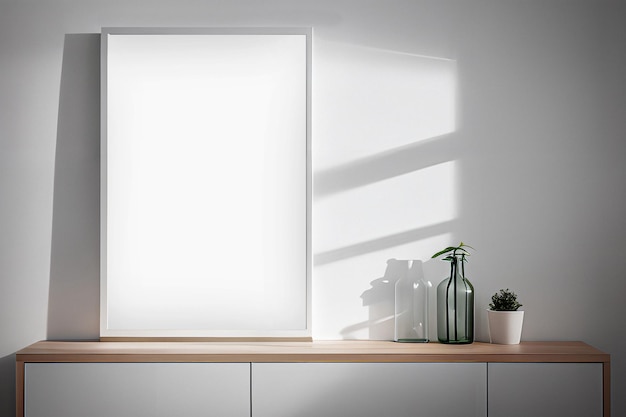 Mockup of blank frame in scandinavian style interior