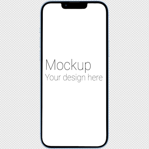 PSD mockup of blue smartphone similar to iphone 13 pro max without background