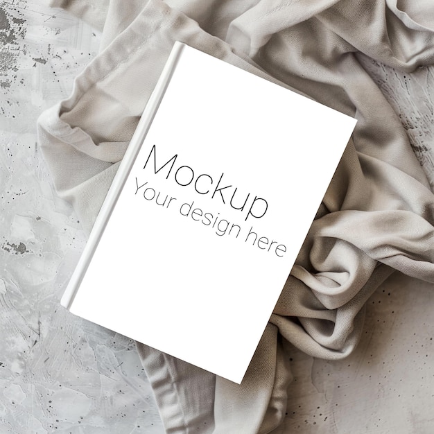 PSD mockup of book on fabric