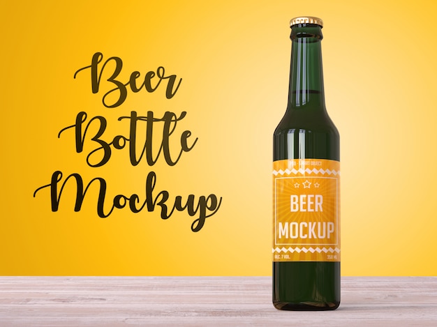 PSD mockup of bottle of beer on the table