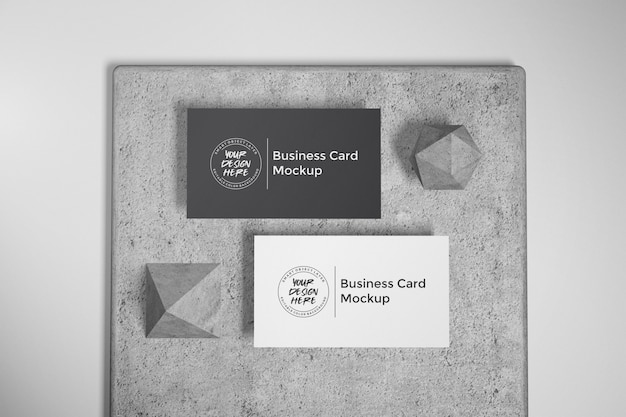 Mockup of business card on stone