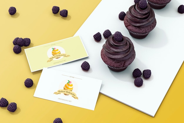 Mockup of cards with cake concept