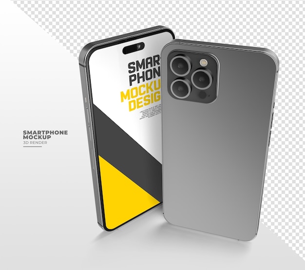 A mockup of a cell phone with a black and yellow back cover.