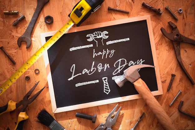 Mockup chalkboard for Happy Labor day.