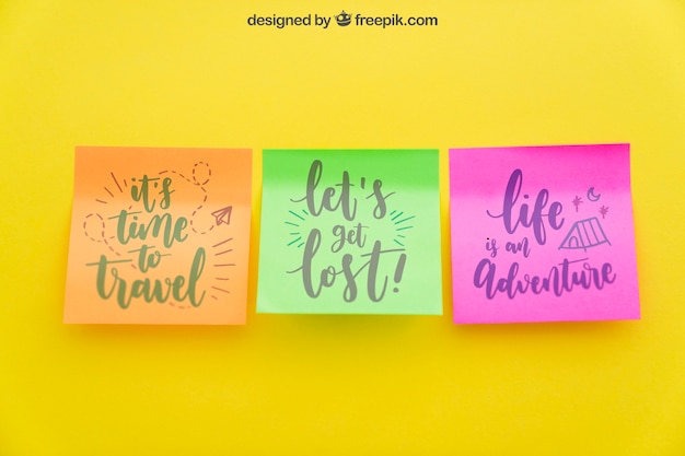 Mockup of colorful adhesive notes