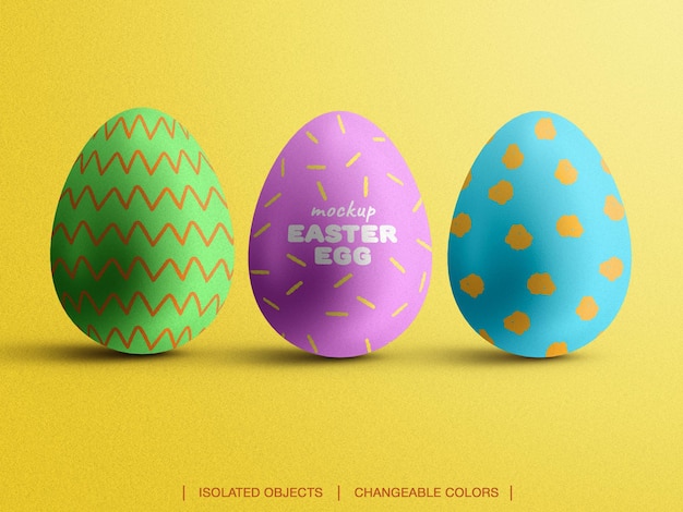 Mockup of colorful Easter eggs front view scene creator isolated