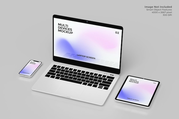 Mockup devices screen in 3d rendering