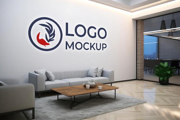 Mockup Elegant Logo Showcase on a White Office Wall