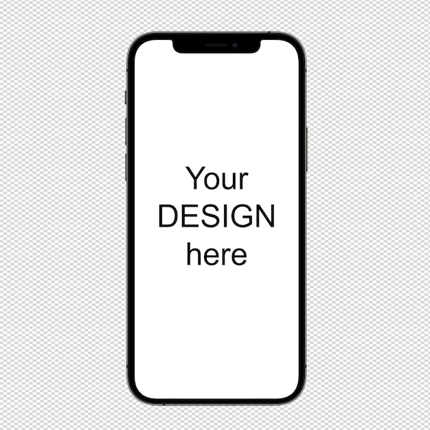 PSD mockup of gray smartphone similar to iphone 12 pro without background