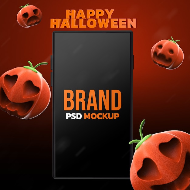 Mockup Halloween smartphone design 3D Rendering