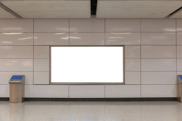 Mockup image of Blank billboard white screen posters and led in the subway station for advertising