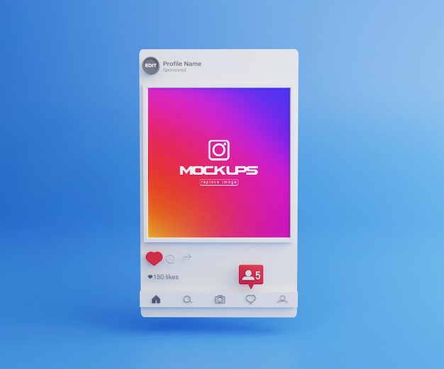 Mockup instagram social media 3d