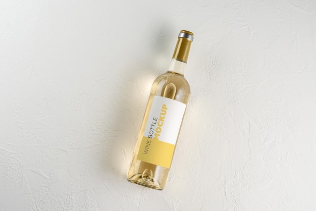 PSD mockup labels for a bottle of white wine on a white background