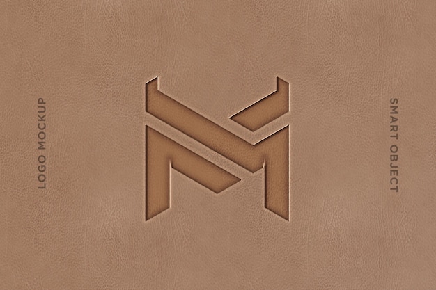 Mockup logo deboss with brown leather-2