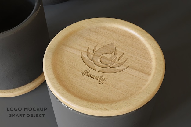 Mockup logo with Wooden coasters