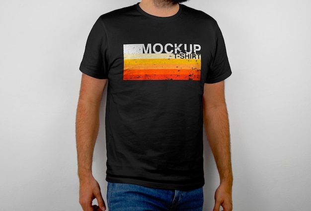 Mockup of model in black tshirt