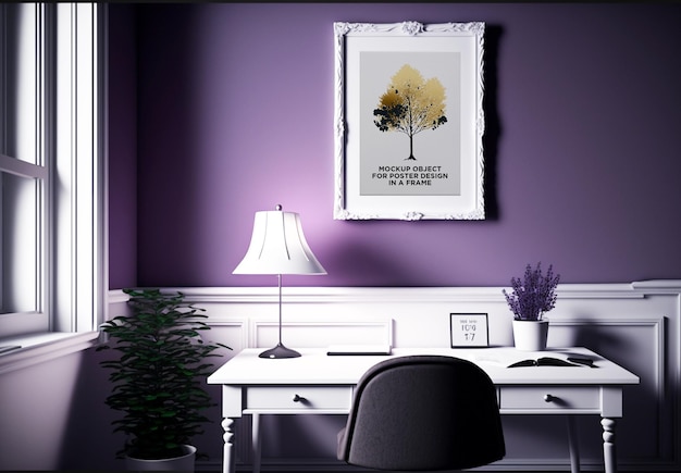 mockup of a modern frame with a purple interior