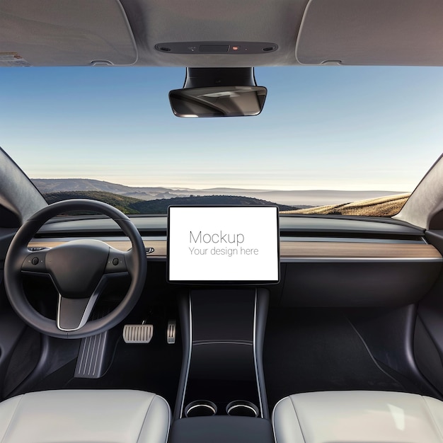 PSD mockup of multimedia touchscreen of electric car