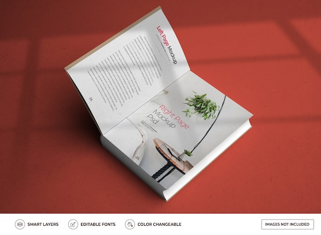 Mockup of Opened Hardcover Book Design Mockup