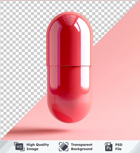 Mockup pil medis transparan jatuh di latar belakang pink dengan bayangan gelap