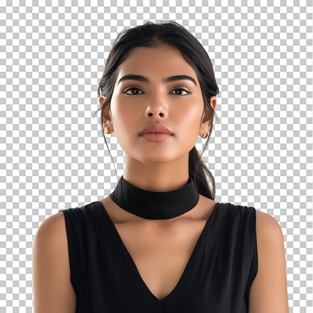 Mockup Portrait of Indian woman wearing black dress over transparent background Ai generated