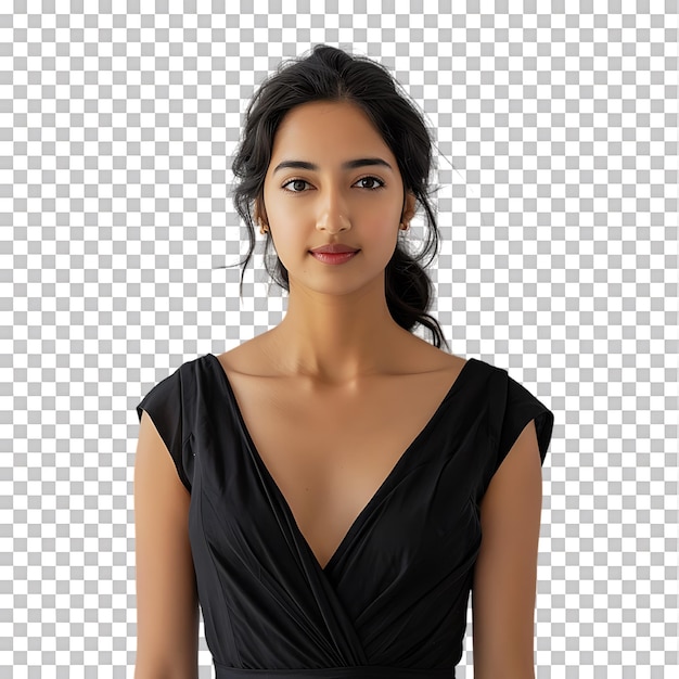 Mockup Portrait of Indian woman wearing black dress over transparent background Ai generated