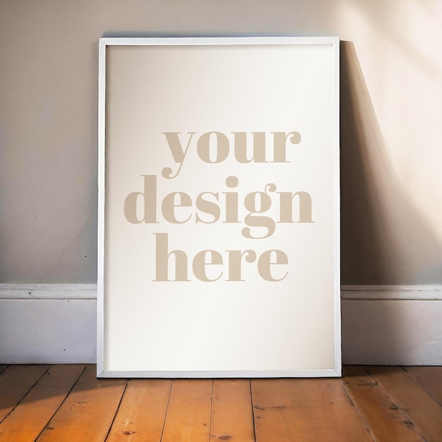 Mockup PSD for Poster with Framed Illustration Showcasing Artwork in Interior Frame Render