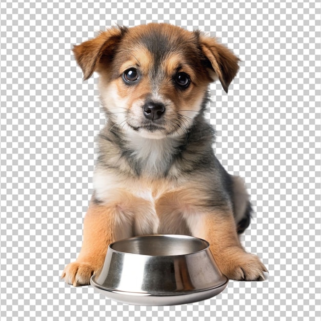 Mockup of a puppy dog with food bowl