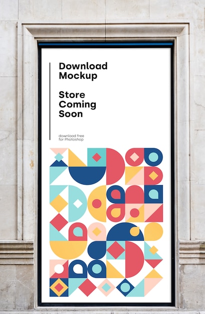 PSD mockup signboard store coming soon