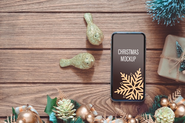 Mockup smartphone for Christmas and New Year