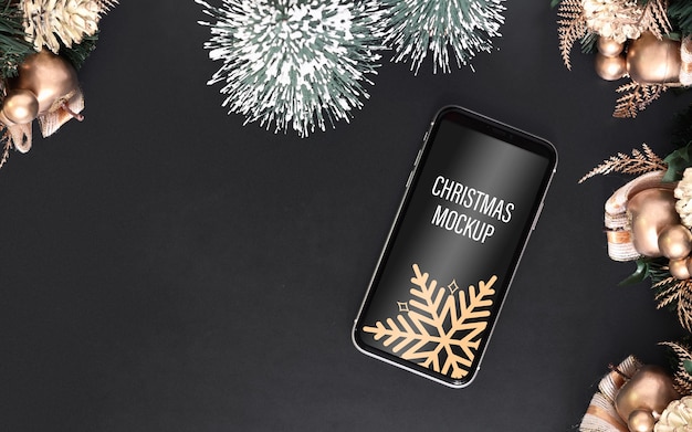 Mockup smartphone for Christmas and New Year