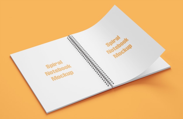 Mockup of spiral notebook open