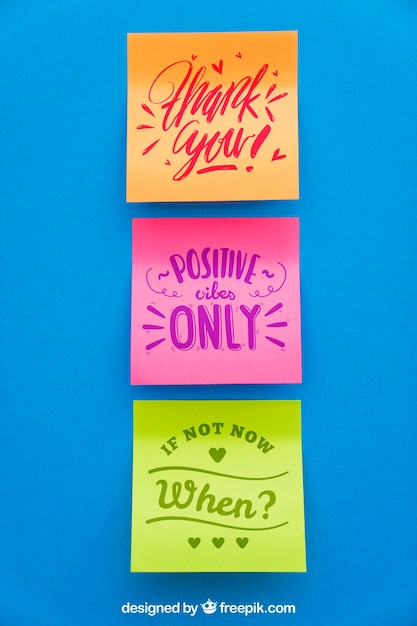 Mockup of three adhesive notes