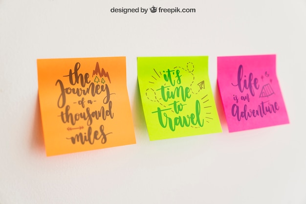 Mockup of three sticky notes