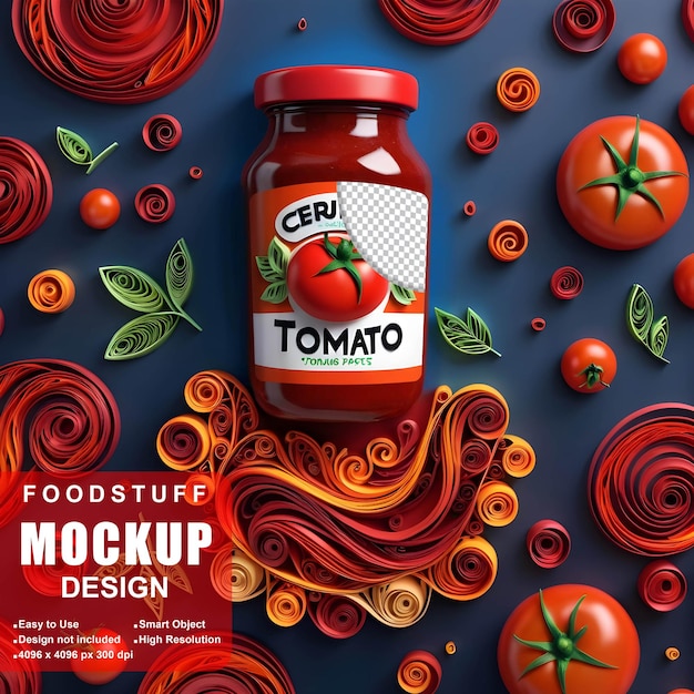 PSD mockup tomato paste jar