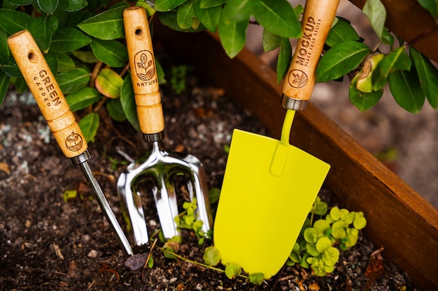 Mockup of tools for gardening