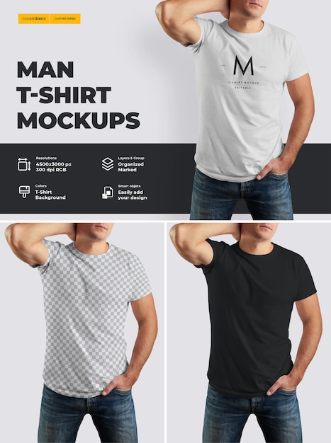 Mockup  tshirt on the body of an athletic man.