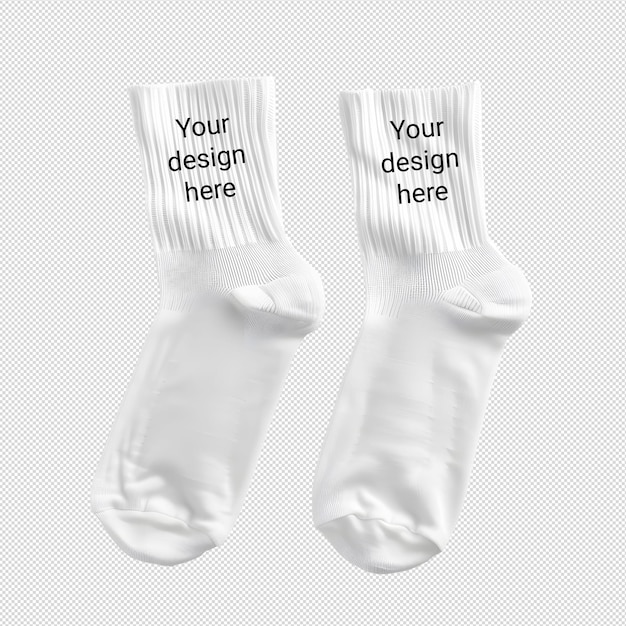 Mockup of two white socks without background