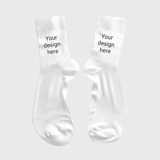 Mockup of two white socks without background