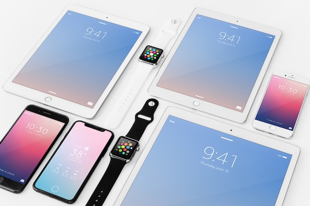 PSD mockup of various devices