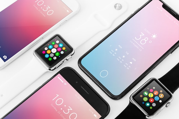 PSD mockup of various devices