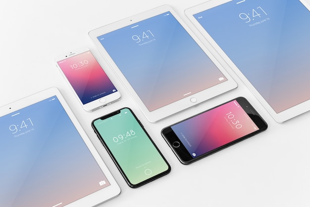 PSD mockup of various devices