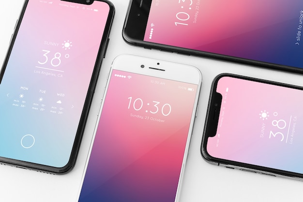 PSD mockup of various smartphones