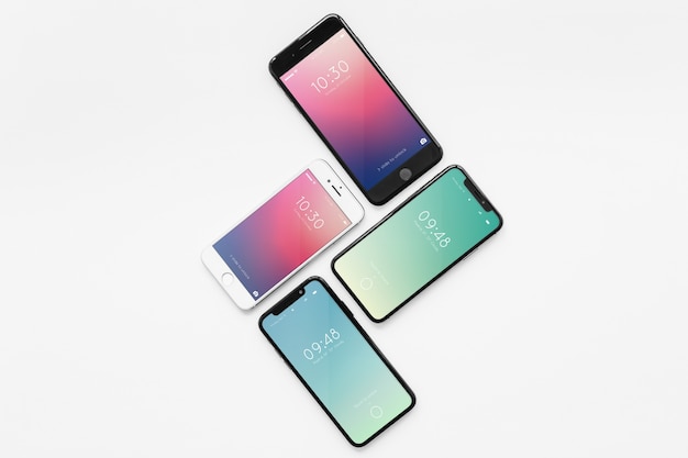 PSD mockup of various smartphones