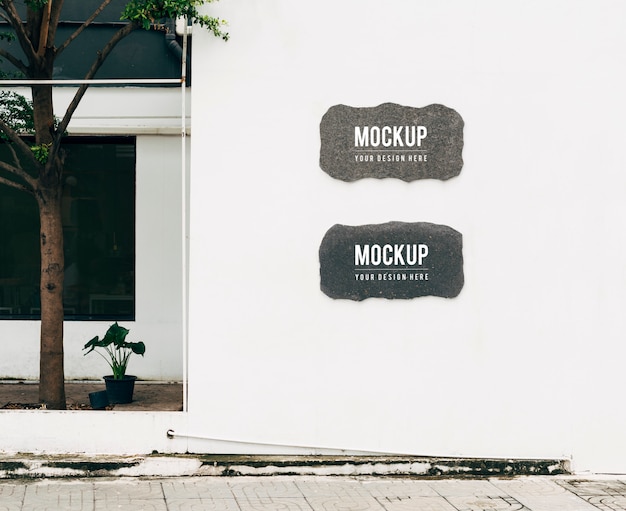 PSD mockup of wall sign boards