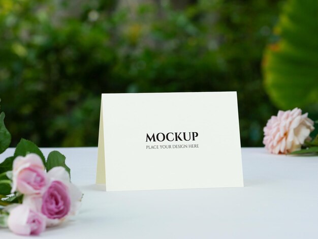 PSD mockup white blank space card for name place greeting invitation